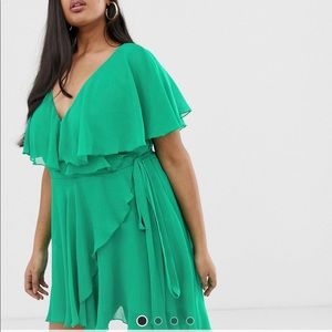 NWT: ASOS Curve emerald green mini dress